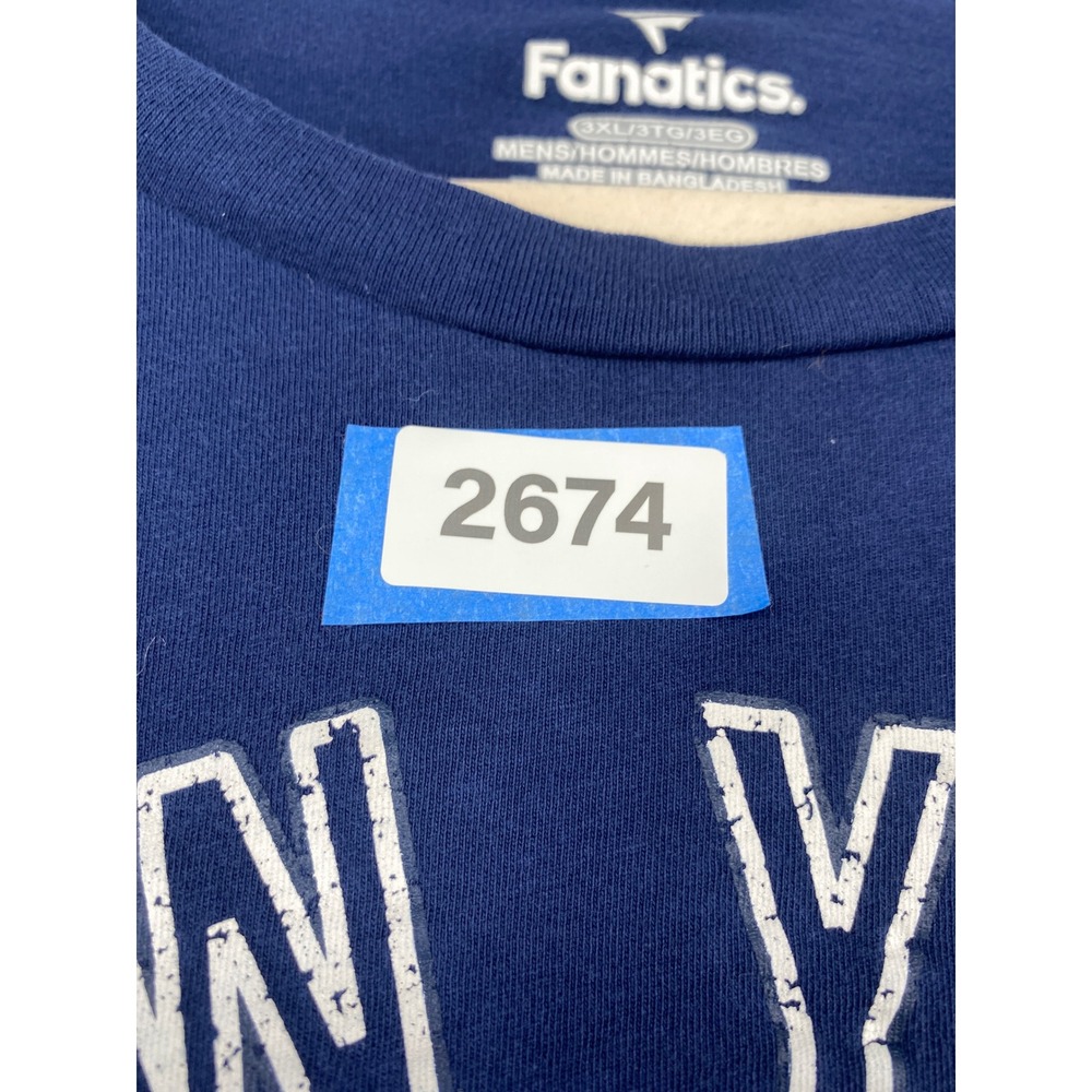 Fanatics New York Yankees MLB Graphic T-Shirt Mens 3XL Navy Blue Distressed Tee